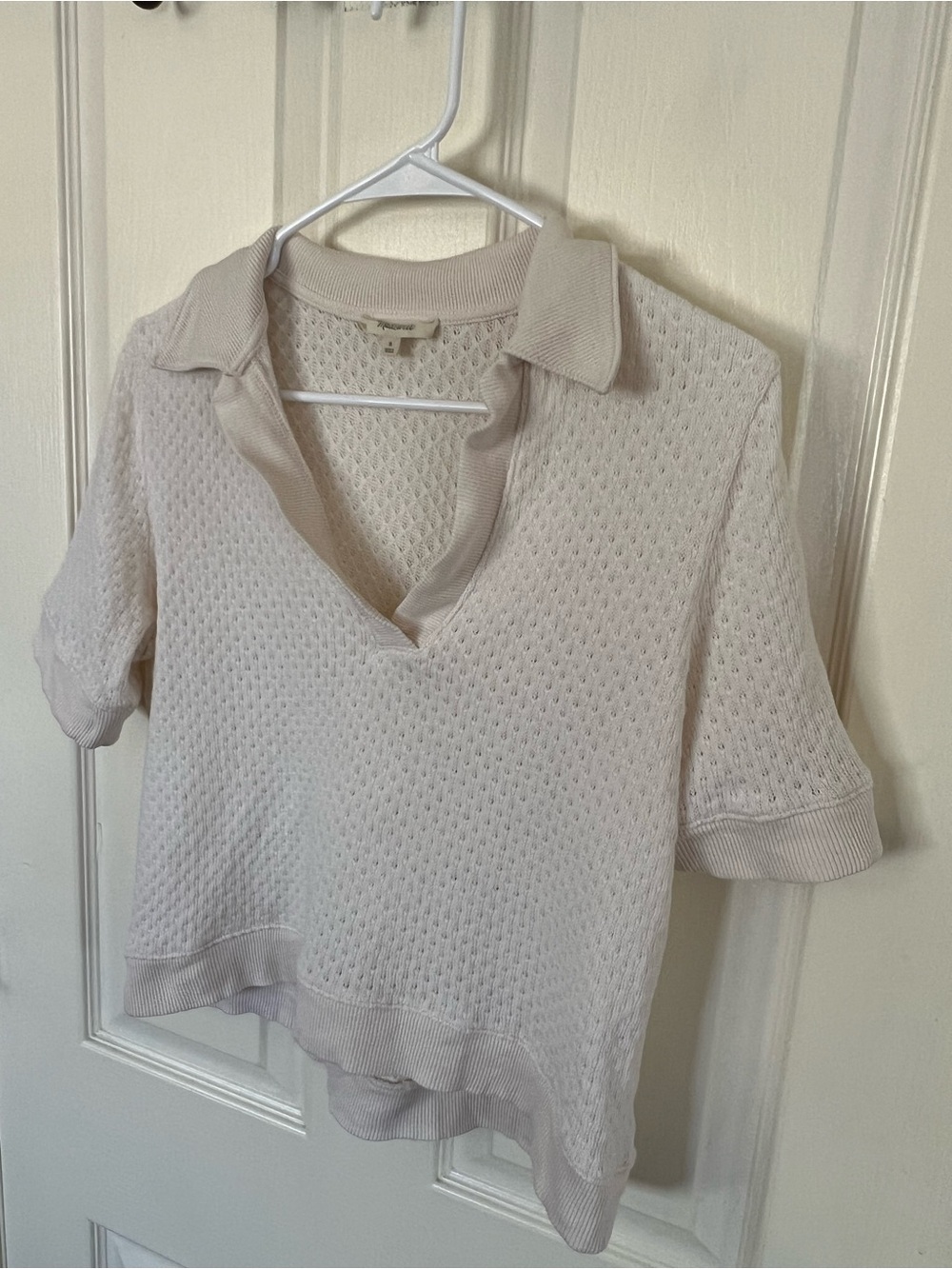 Madewell Collared Pointelle Sweater Tee Ivory Size Small - Picture 8 of 10